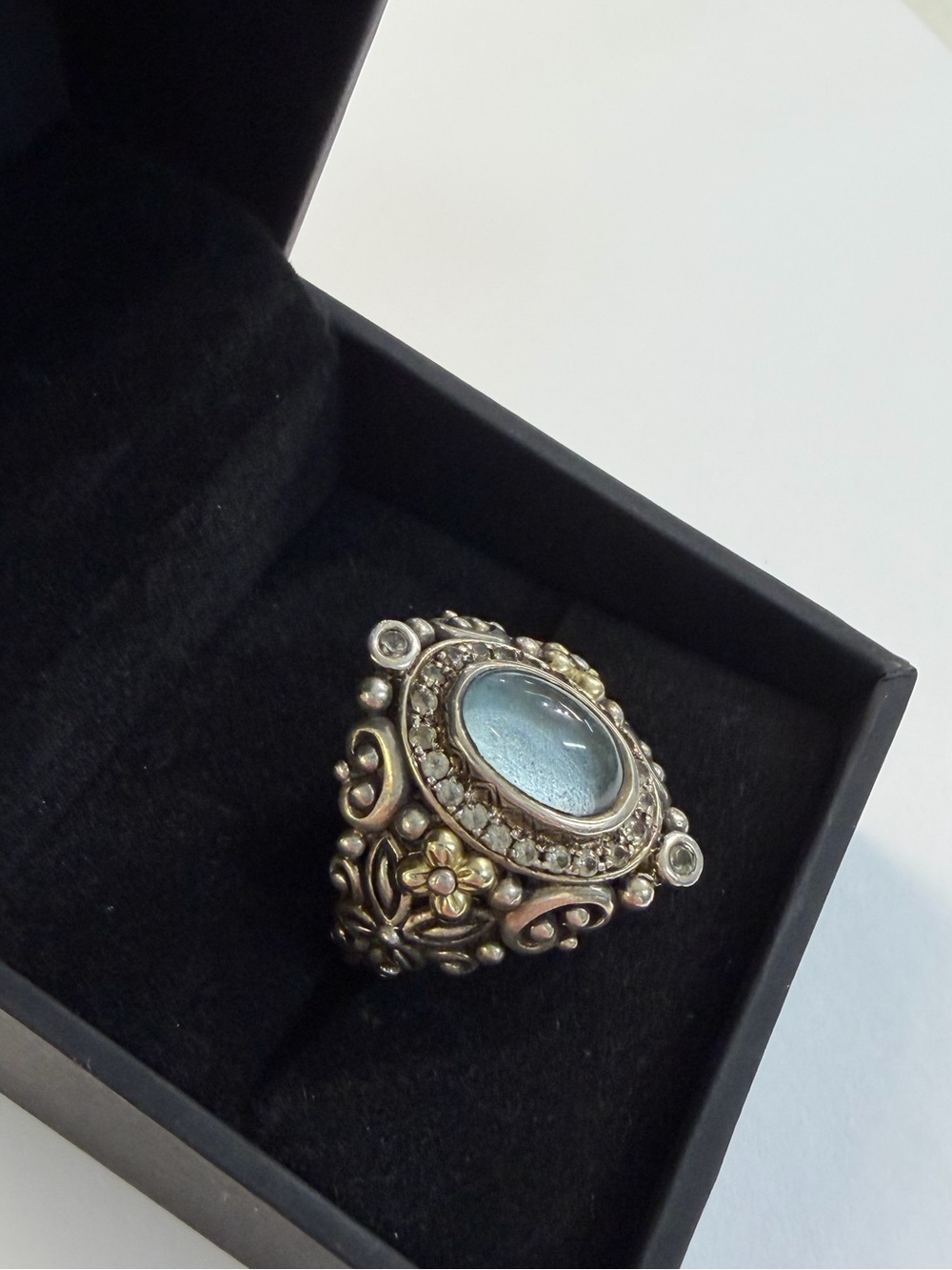 Barbara Bixby 18k & Sterling Silver Shangra-la Blue & White Sapphire Ring Sz 11 - Picture 4 of 7
